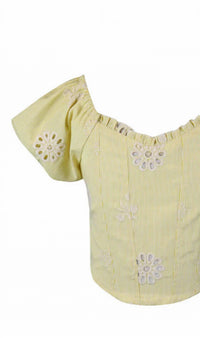 Flowers By Zoe - Girl's Stripe Embroidery Puff Sleeve Top