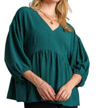 Umgee - V-neck Babydoll Top