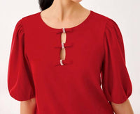 Lilly Pulitzer Ethenia Knit Top in cranberry red 1 - women's blouse - alternate view