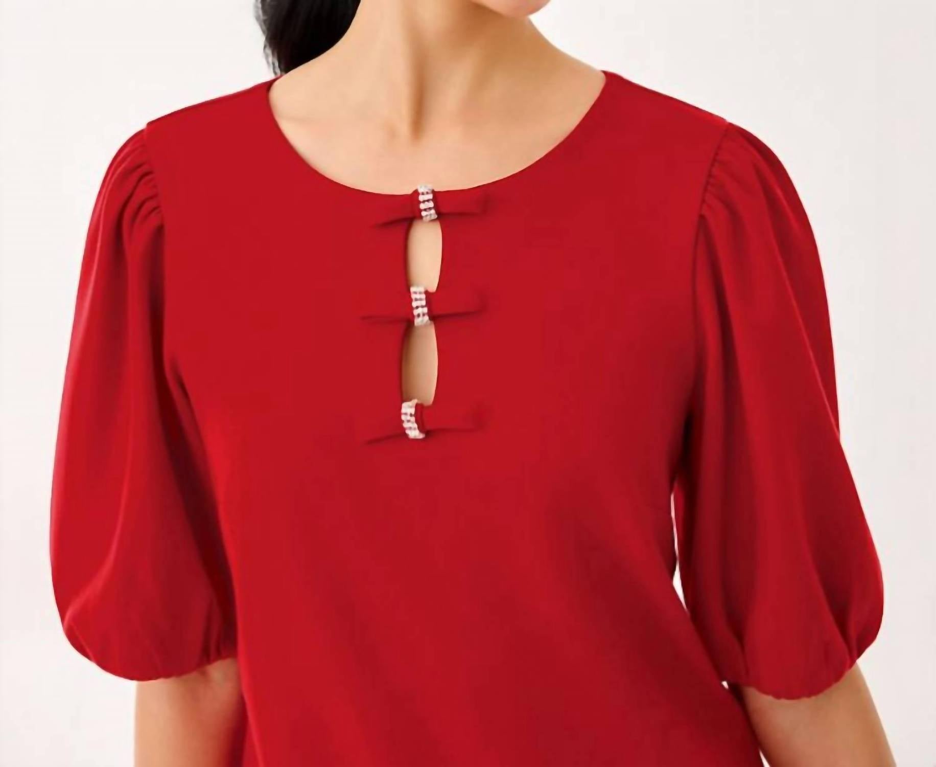 Lilly Pulitzer Ethenia Knit Top in cranberry red 1 - women's blouse - alternate view