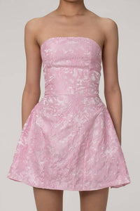 Lady Suite - Floral Jacquard Strapless Mini Dress