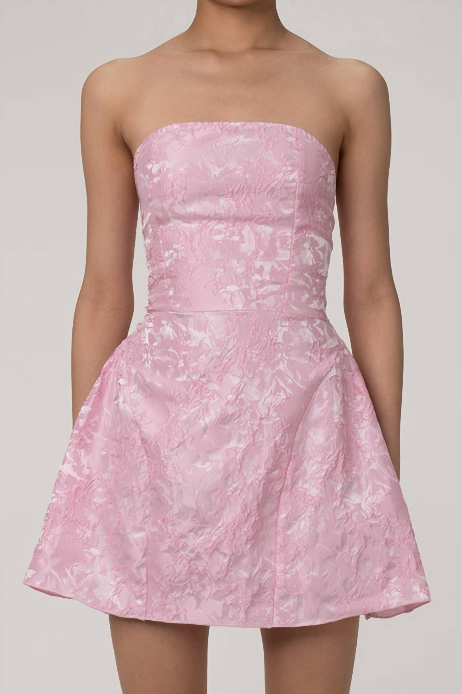 Lady Suite - Floral Jacquard Strapless Mini Dress