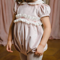 Sal & Pimenta - Girl's Velvet Bubble With Smocked Belt