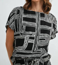 Fun 2 Fun - Aubrey Abstract Print Dolman Sleeve Blouse