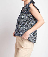Ee:Some - Ruffle Sleeve Tie Neck Blouse