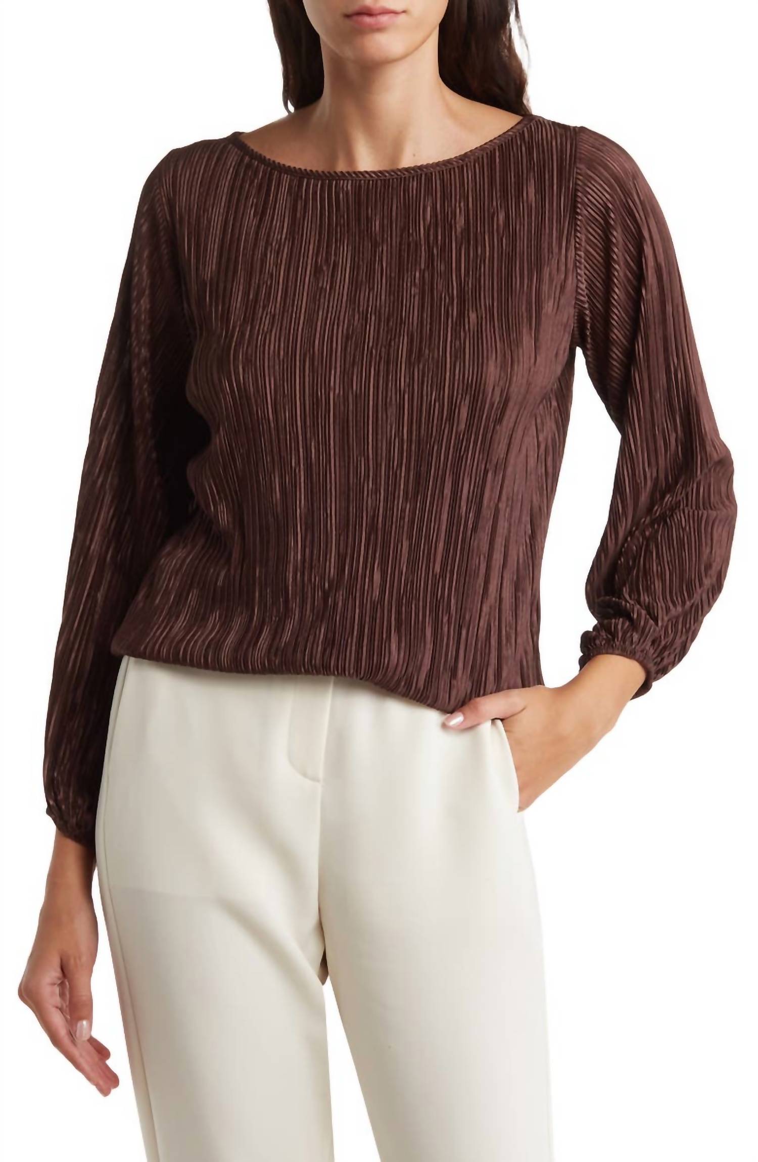 Collective - Plisse Round Neck Top