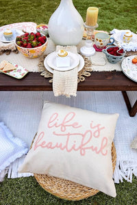 Mudpie - Pink Sentiment Dhurrie Pillow
