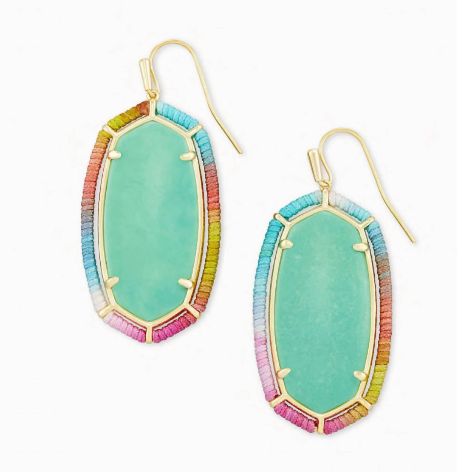 Kendra Scott Women's Threaded Elle Drop Earrings in gold mint magnesite - women's jewelry