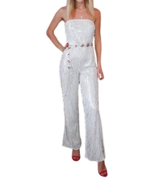 Banjul - Rhinestone Metal Beaded Fringe Boydsuit