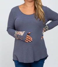 Lovely Melody - Dawn Patterned Cuff Ribbed Knit Top