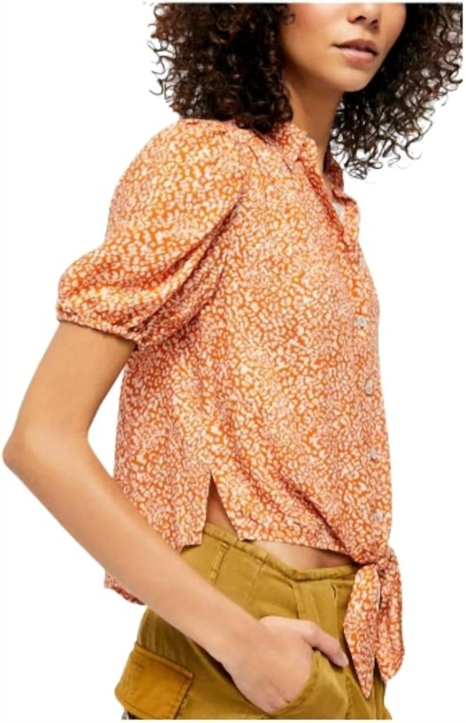 Free People - Celia Print Short Sleeve Blouse