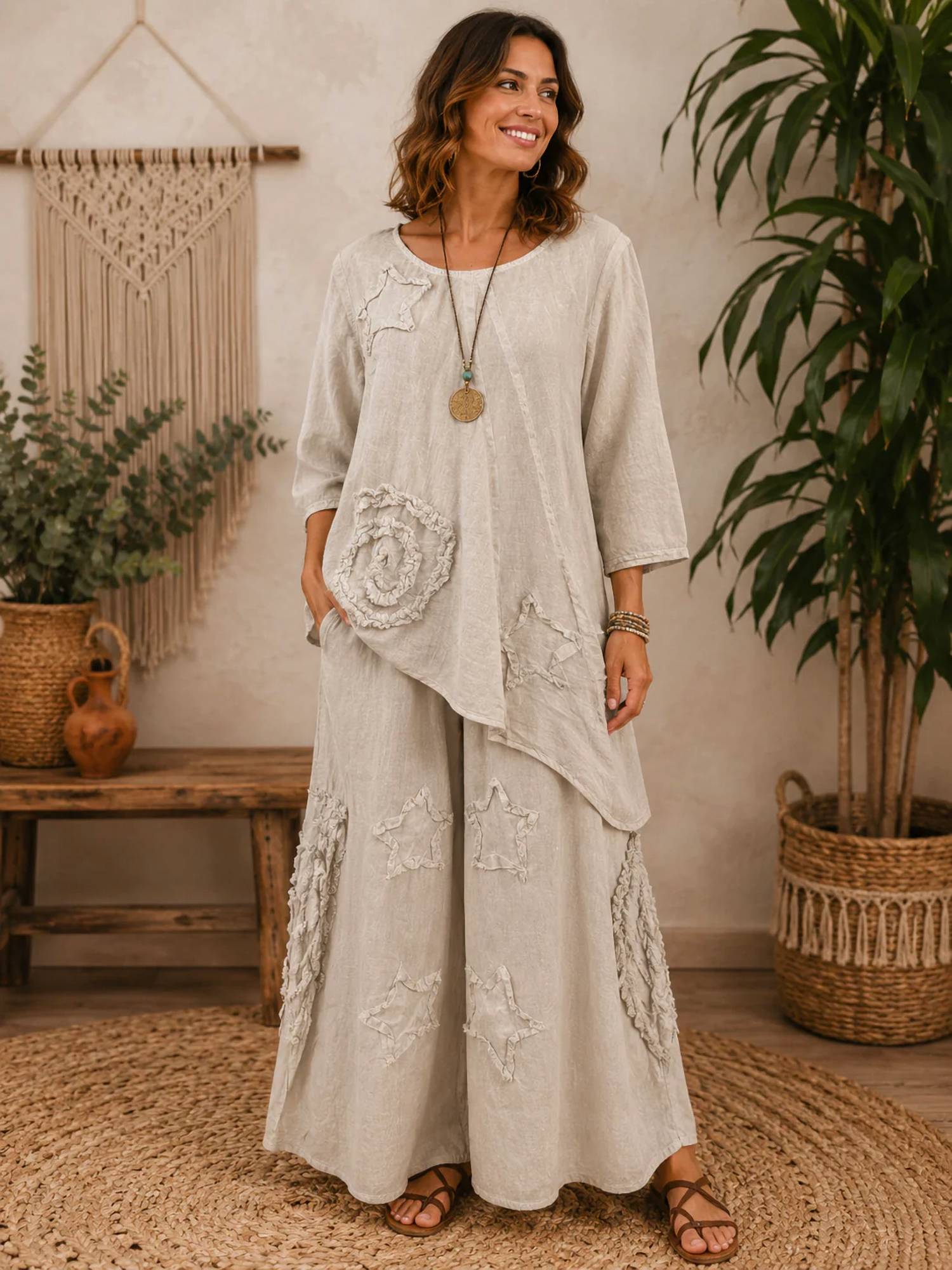 Paperlace - Boho Cotton Wide-leg Pant