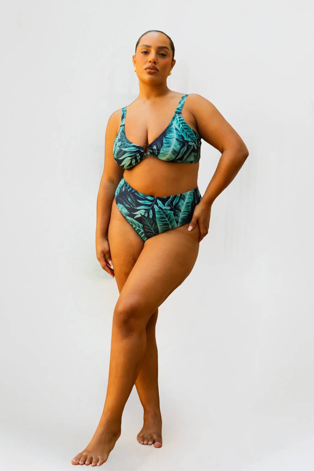 Fashion Szn Curve - Palm Print Bikini Set - Plus