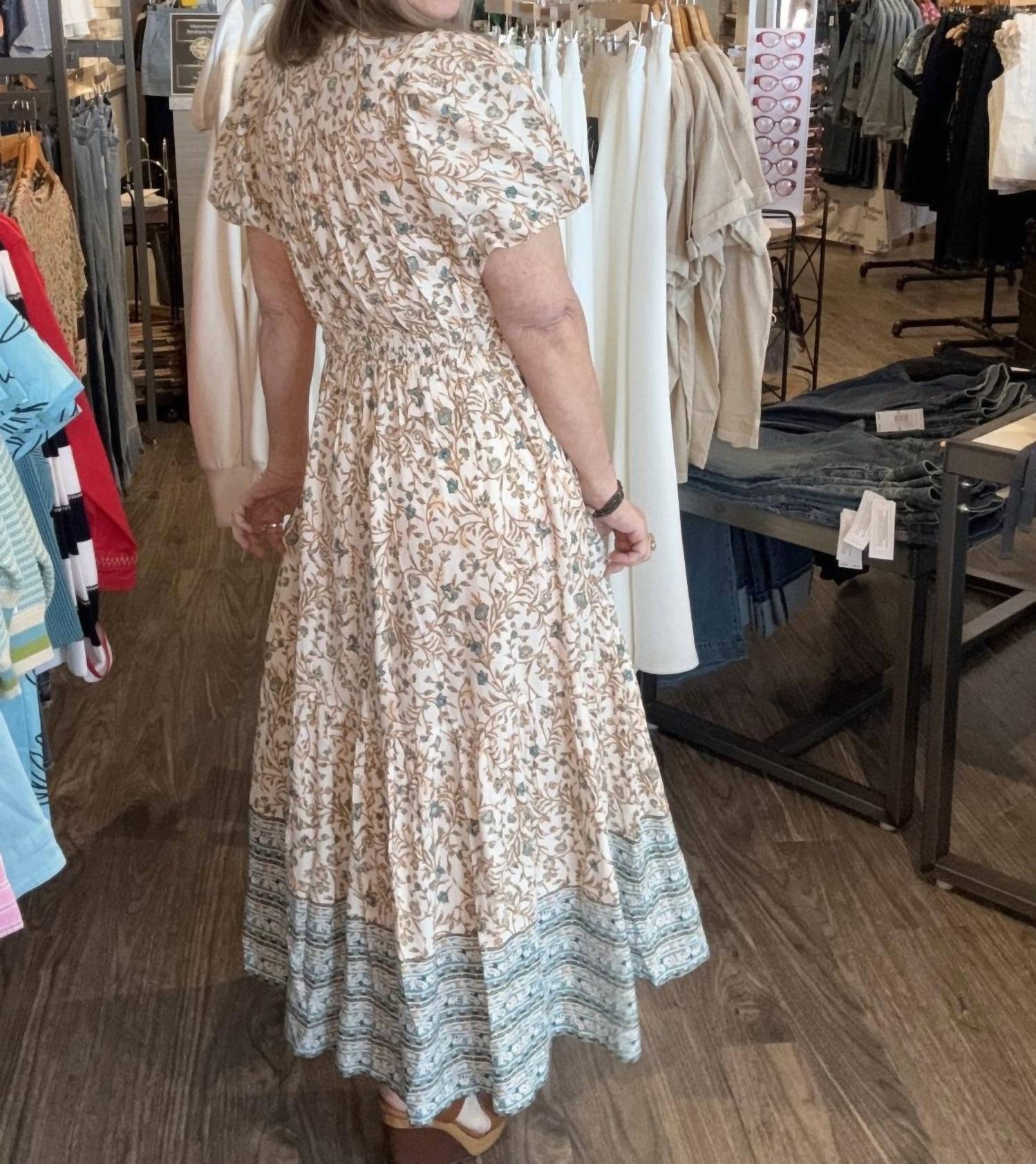 ELAN Whimsy Floral Maxi Dress in sky blue - women's dress - alternate view