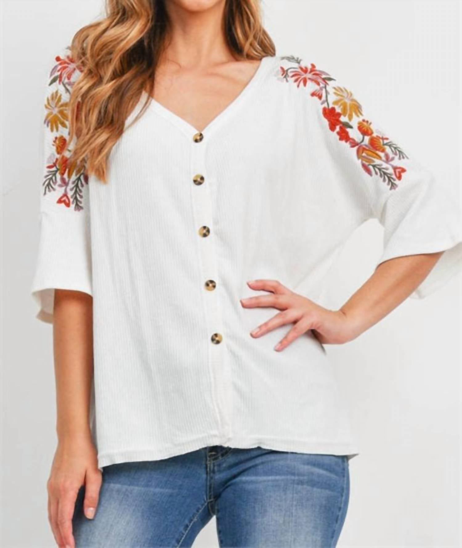 Mittoshop - Half Sleeve Floral Button Up