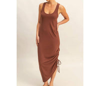 Hyfve - Scoop Neck Side Tie Detail Midi Dress