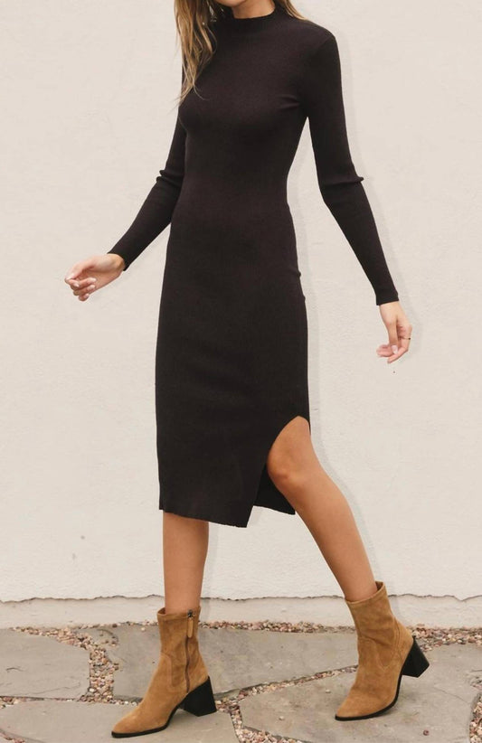 Dress Forum - Ribbed Knit Mock Neck Dress