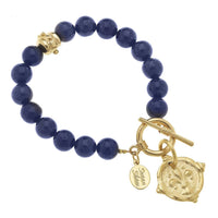 Susan Shaw - Women's Fleur De Lis On Genuine Lapis Bracelet