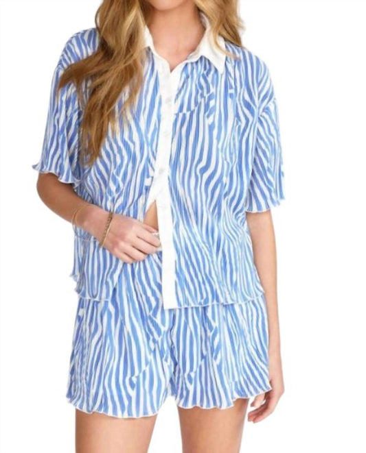 Lena - Printed Pleat Satin Shirt and Shorts Set