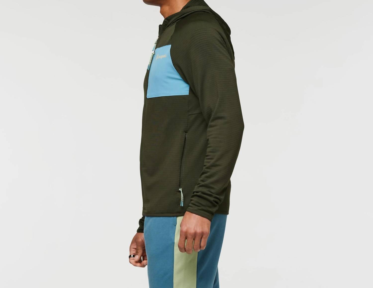 cotopaxi Otero Fleece Full-zip Hooded Jacket in woods - men's sweater - detail view