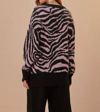 Farm Rio - Zebra Skin Knit V-neck Sweater
