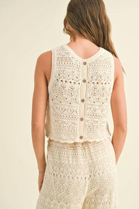 Miou Muse - Crochet Buton Crop Top
