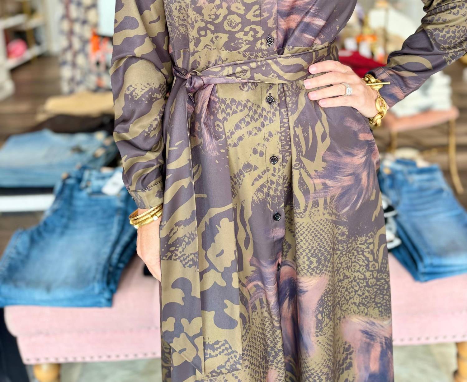 Anonyme Long Shirt Dress in green - women's dress - view 5
