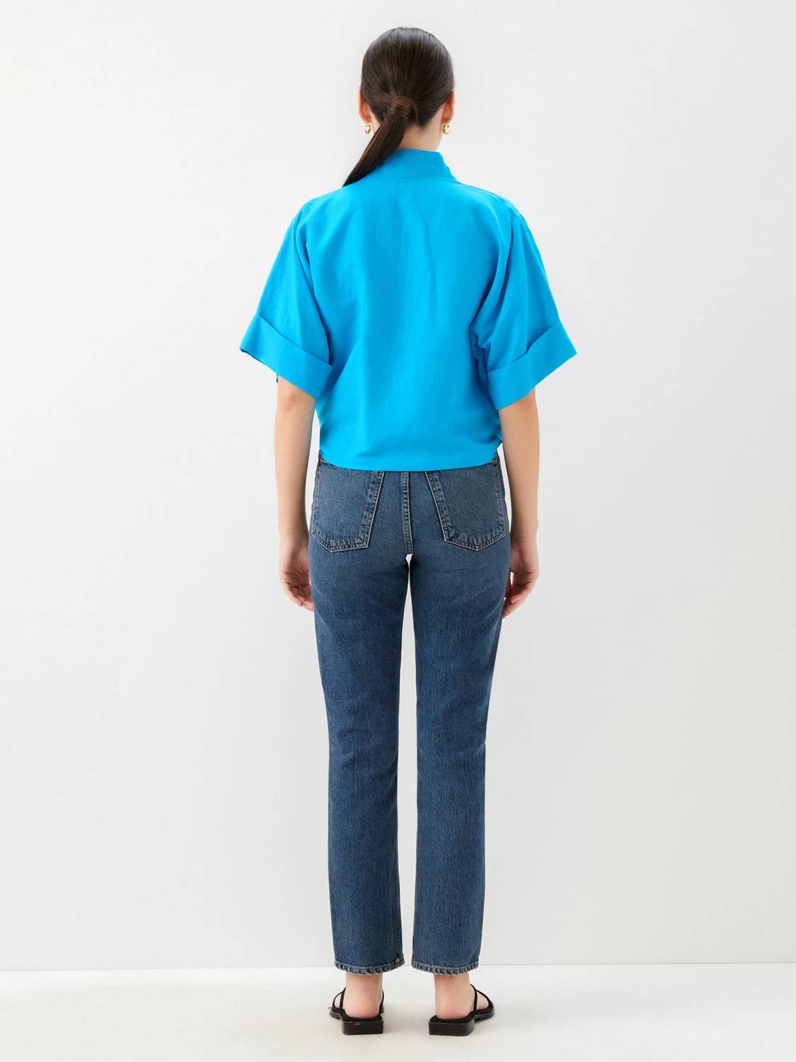Fifteen Twenty - Women's Janice Cuffed Sleeve Tie-front Top