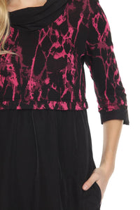 Joseph Ribkoff - Abstract Print Cowl Neck Cocoon Dress