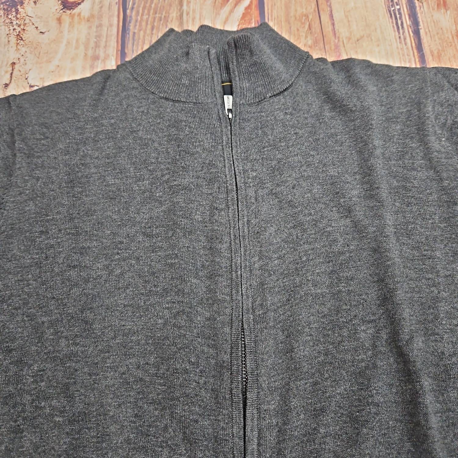 F/X Fusion Men's Core Long Sleeve Full Zip Top in charcoal - men's shirt - detail view