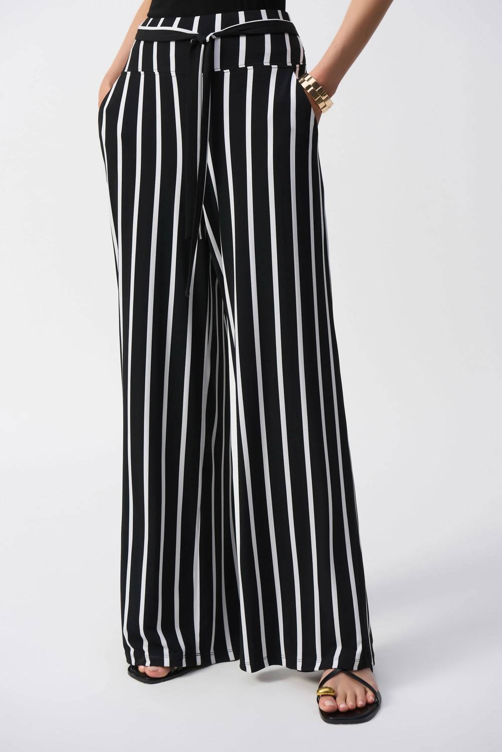 Joseph Ribkoff - Striped Silky Knit Wide-leg Pants