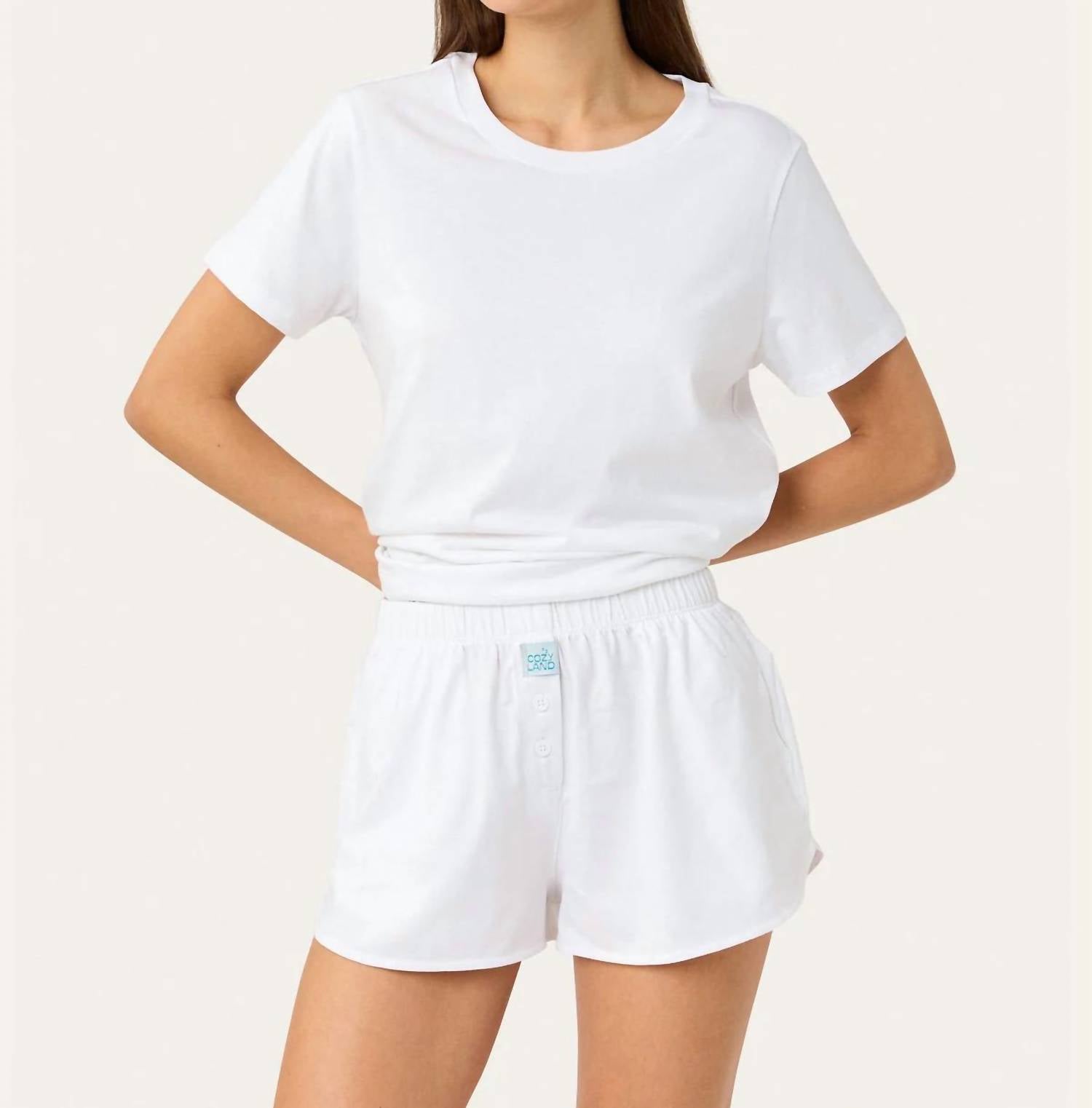 Cozyland by Morgan Lane Solid Boxer Short in chalk - women's shorts