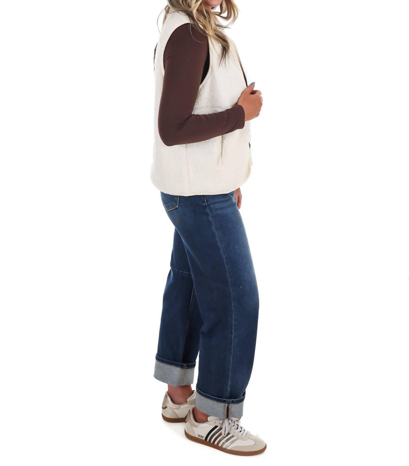 LE LIS Aspen Mock Neck Fleece Vest in cream - women's jacket - view 6