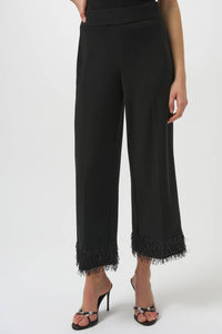 Joseph Ribkoff - Fringe Hem Pull On Cropped Pants