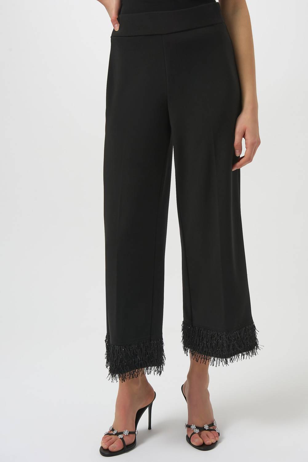 Joseph Ribkoff - Fringe Hem Pull On Cropped Pants