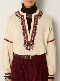 Maison Hotel Bruna Blouse in bordeuax - women's blouse