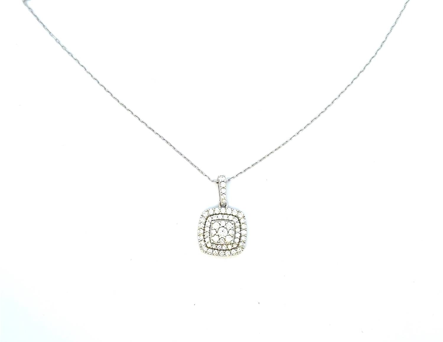 Aamiaa - 1.00 Carat Natural Diamond Cushion Double Halo Pendant