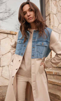 Renuar Cashew Woven Jacket in beige - women's jacket - alternate view