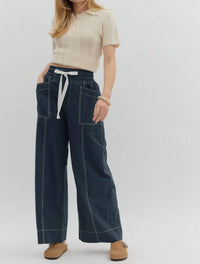 Entro - Penelope High-waist Drawstring Wide-leg Pants