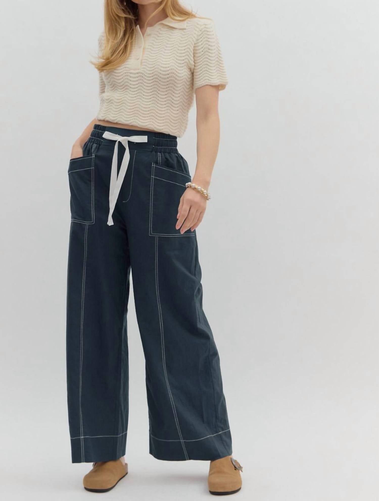 Entro - Penelope High-waist Drawstring Wide-leg Pants