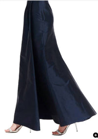 EMILY SHALANT Taffeta Slim Wrap Skirt in navy - women's skirt - detail view