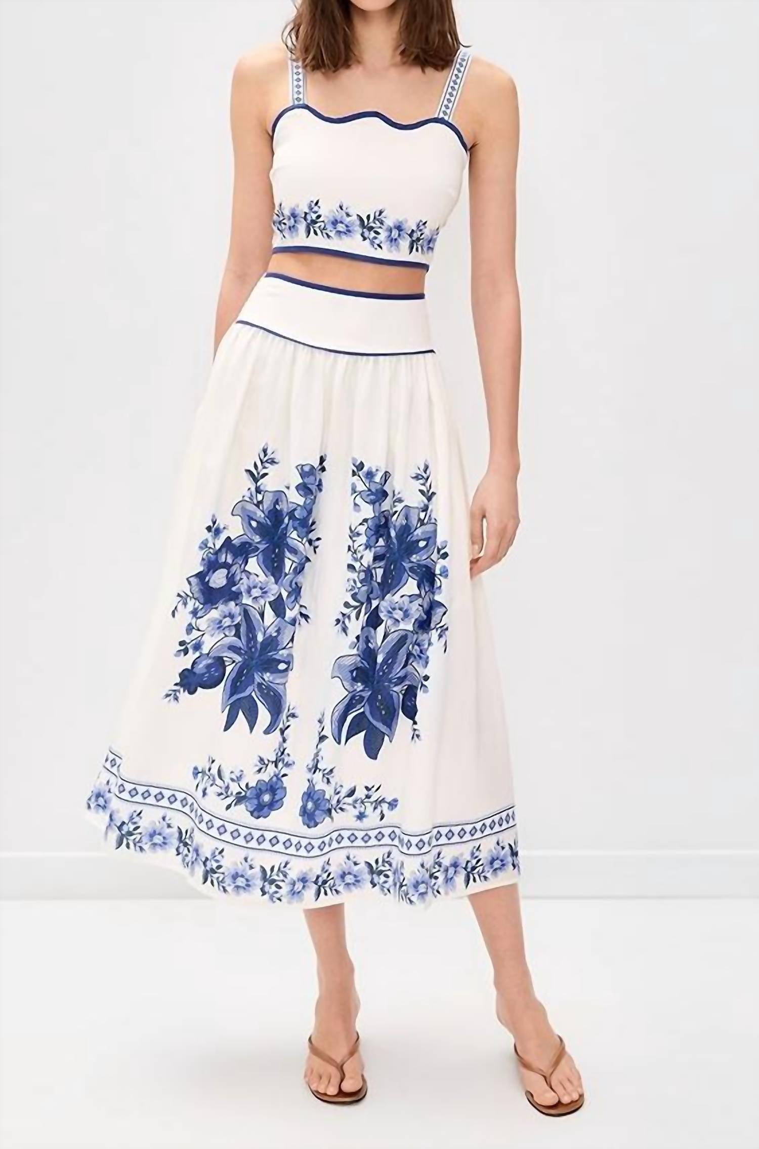 Moon River - Susie Floral Detail Midi Skirt