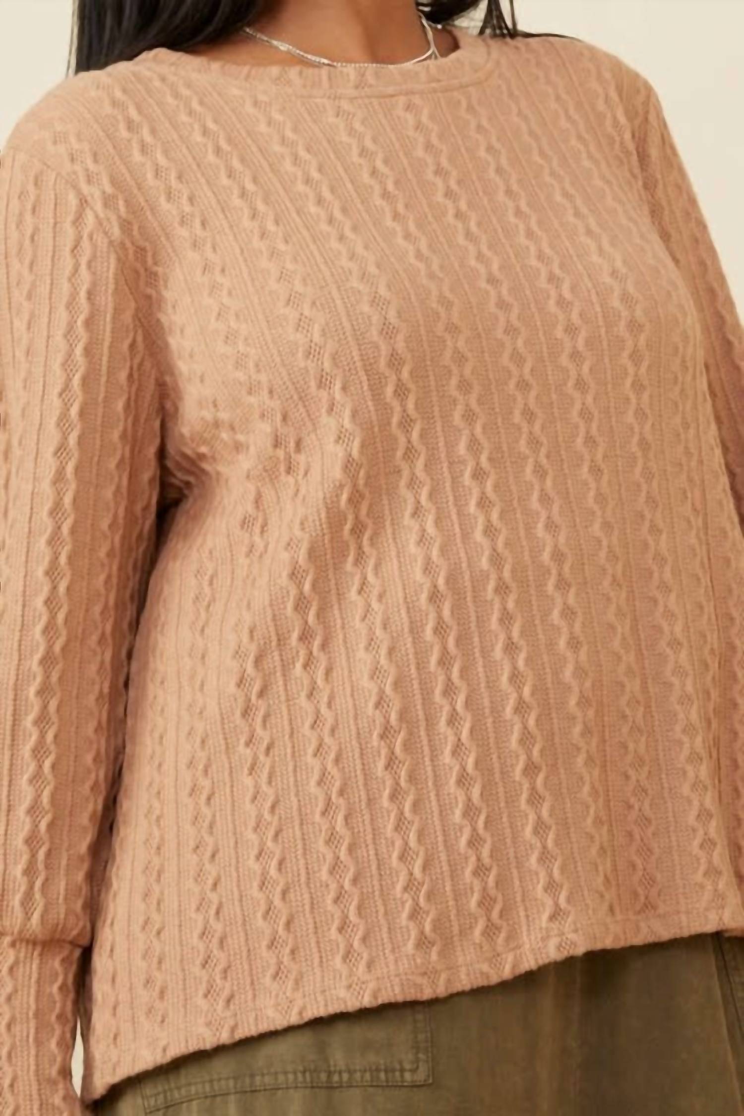 Hayden La - Long Cuff Cable Knit Pullover - Plus