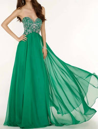 ALYCE PARIS Classic Sweetheart Chiffon Gown in envy - women's dress