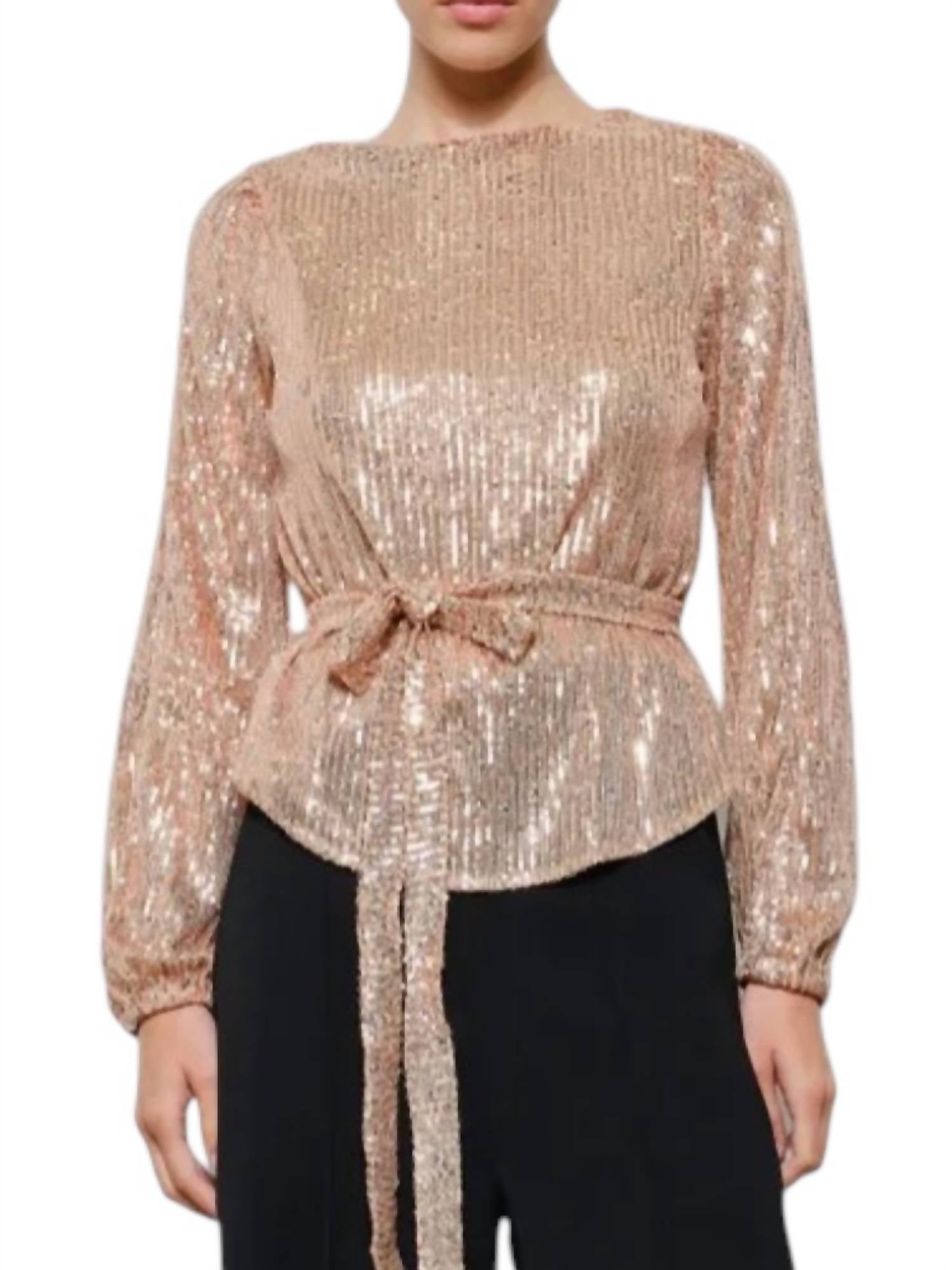 Ina Fashion - Sequin Belted Blouse