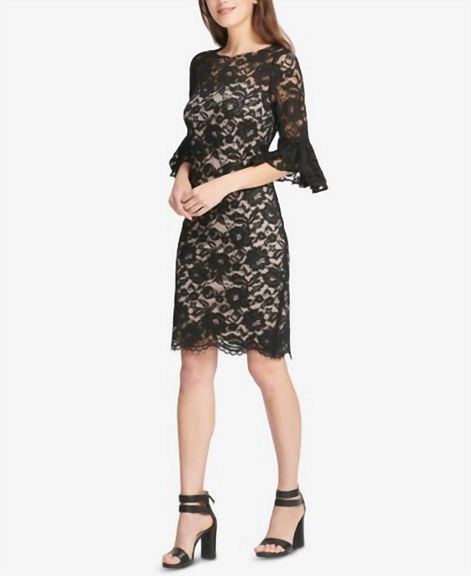 Dkny - Lace Bell Sleeve Sheath Dress