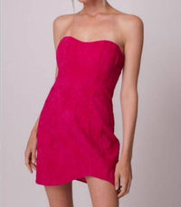 line and dot Strapless Asymmetrical Hem Mini Dress in fuchsia - women's dress
