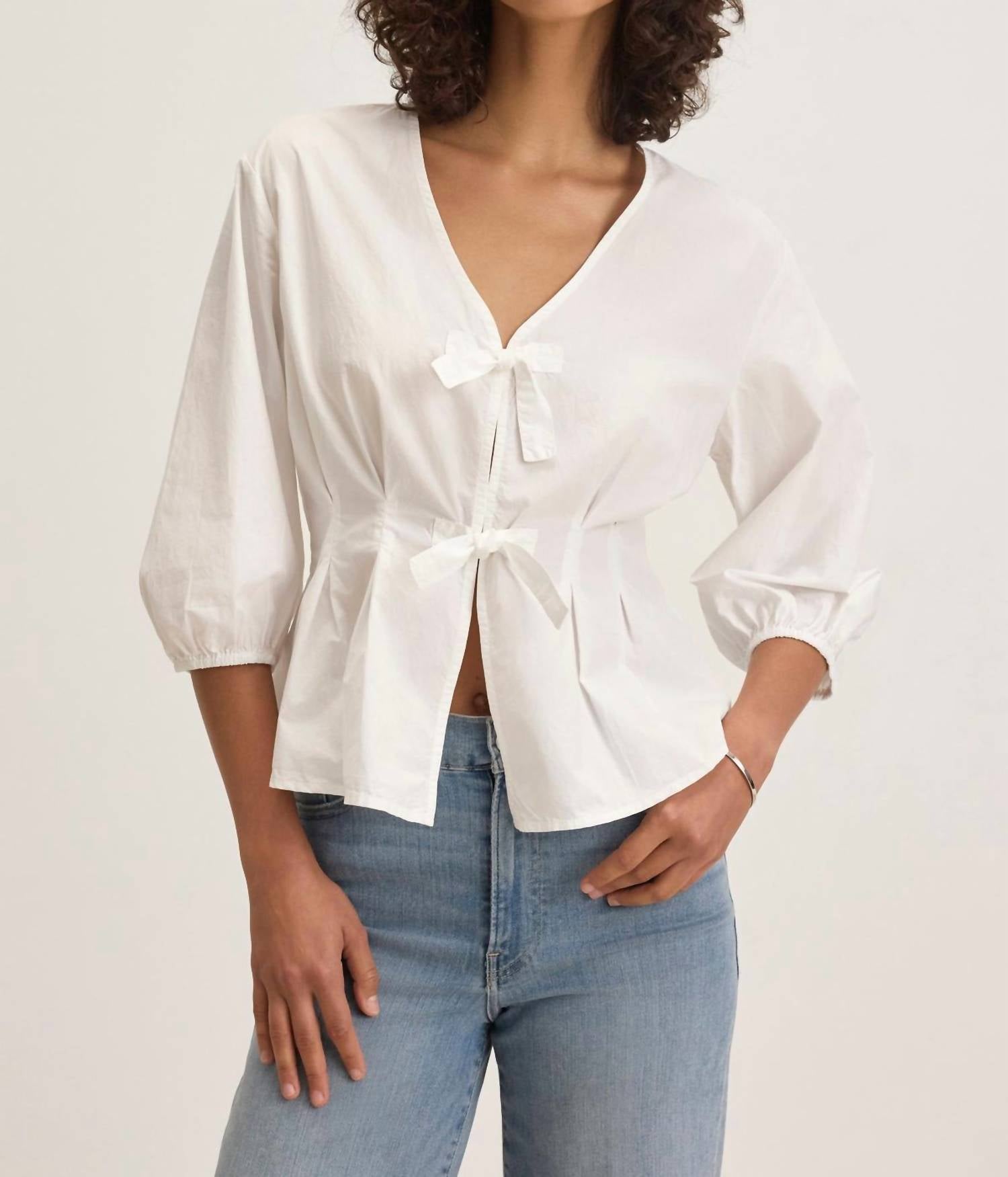 Velvet by Graham & Spencer Riri V-neck Blouse in white - women's blouse