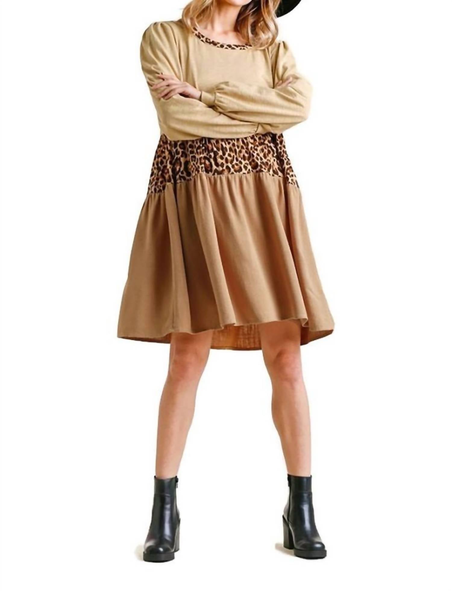Umgee - Leopard Tiered Babydoll Dress