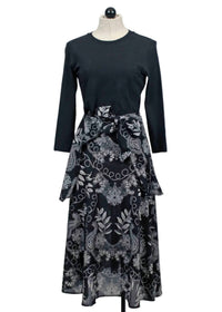 Johnny Was Women's Mixed Media Wrap Tie Dress in black - women's dress - alternate view